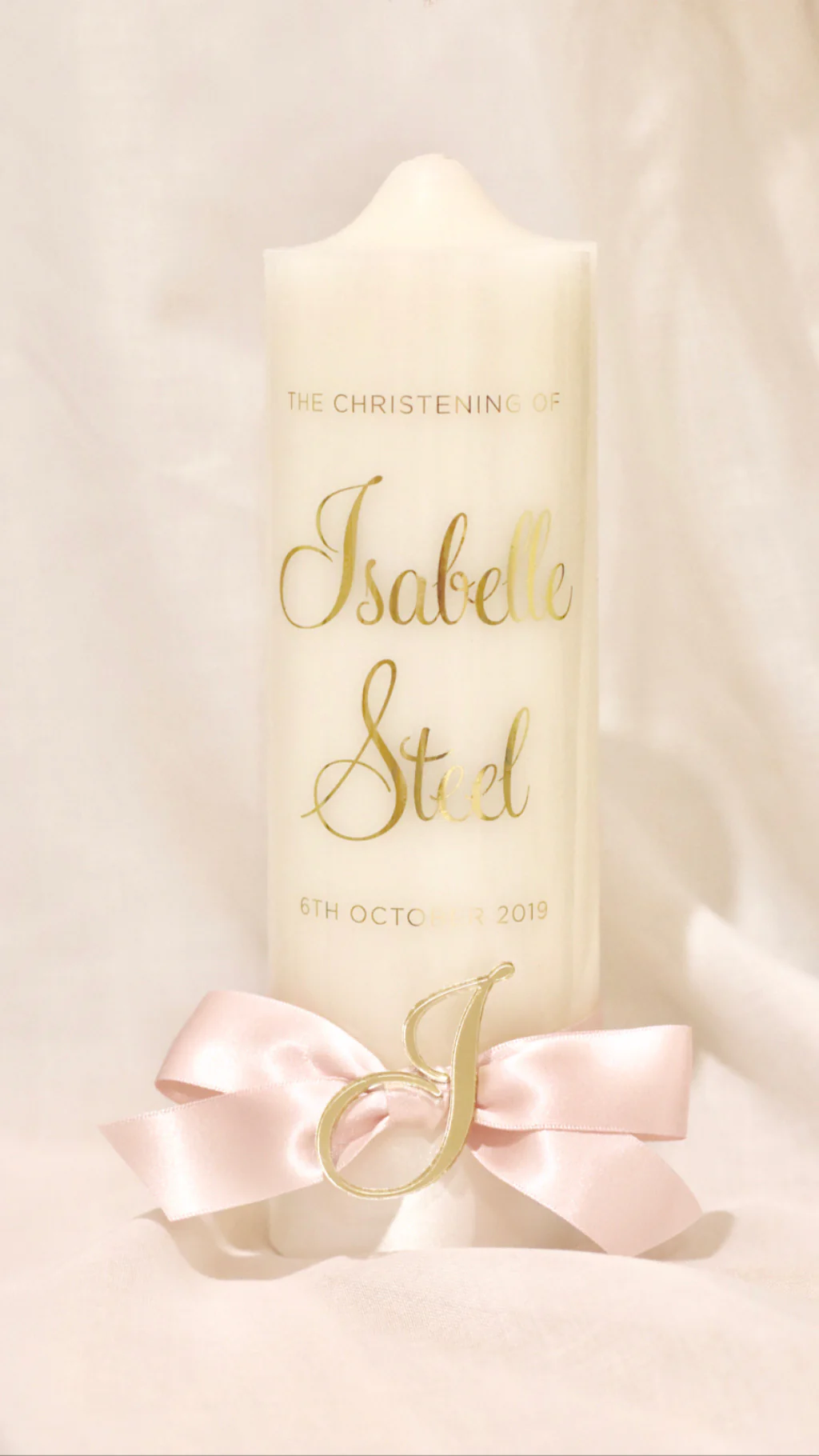 Baptism Candle with Acrylic Letter - Image 3