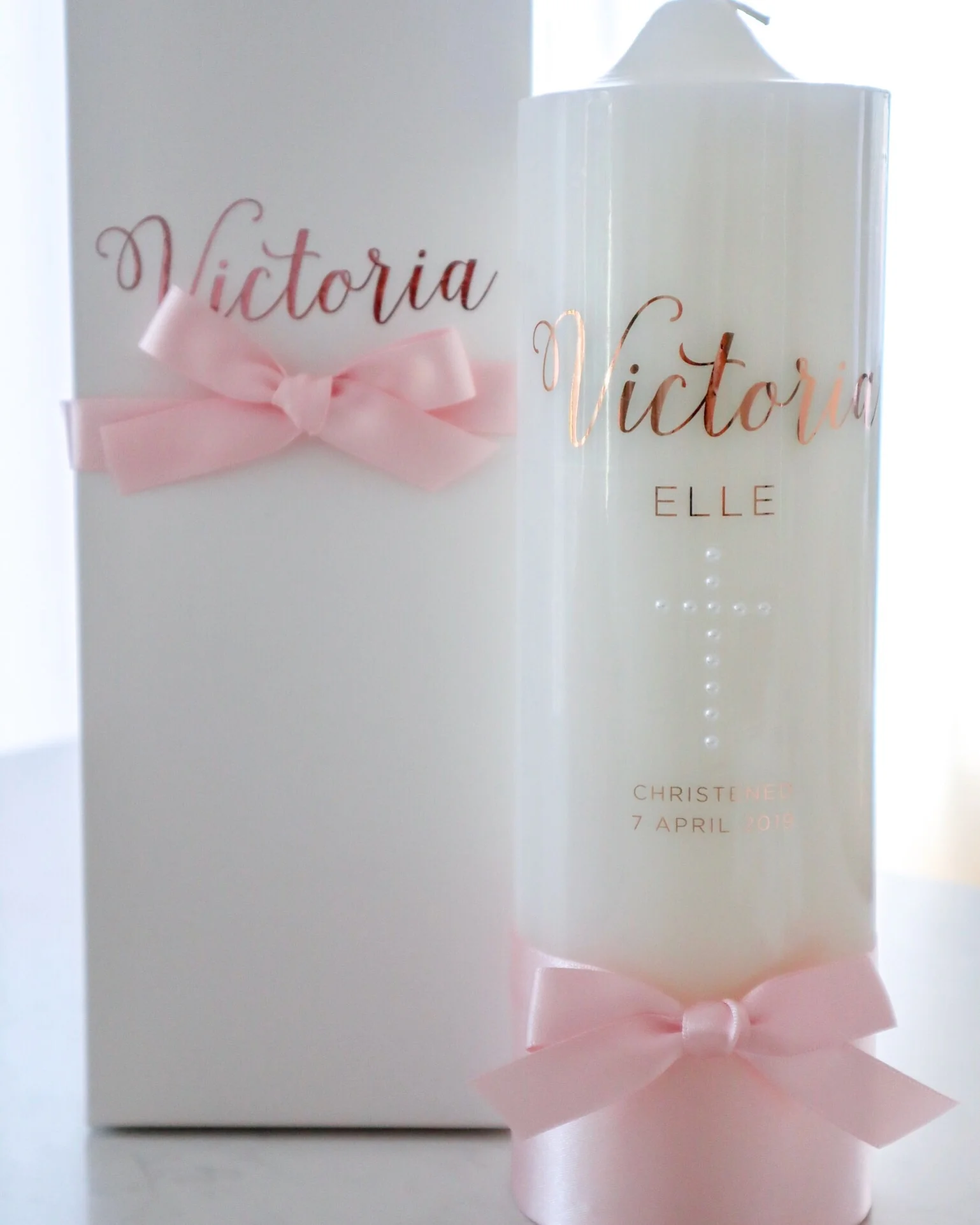 Baptism Christening Candle - Pearl Cross - Image 4
