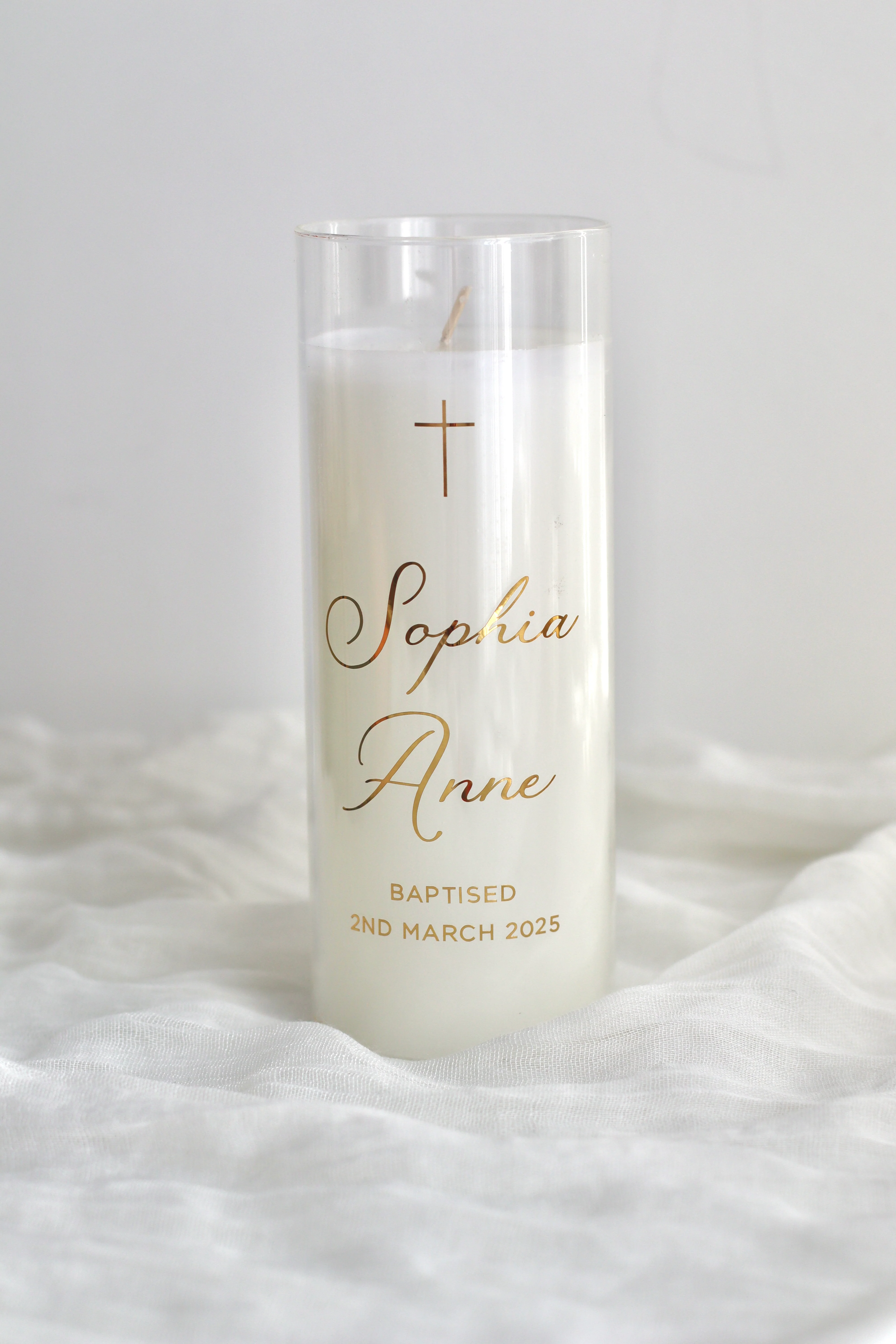 Glass Baptism Candle