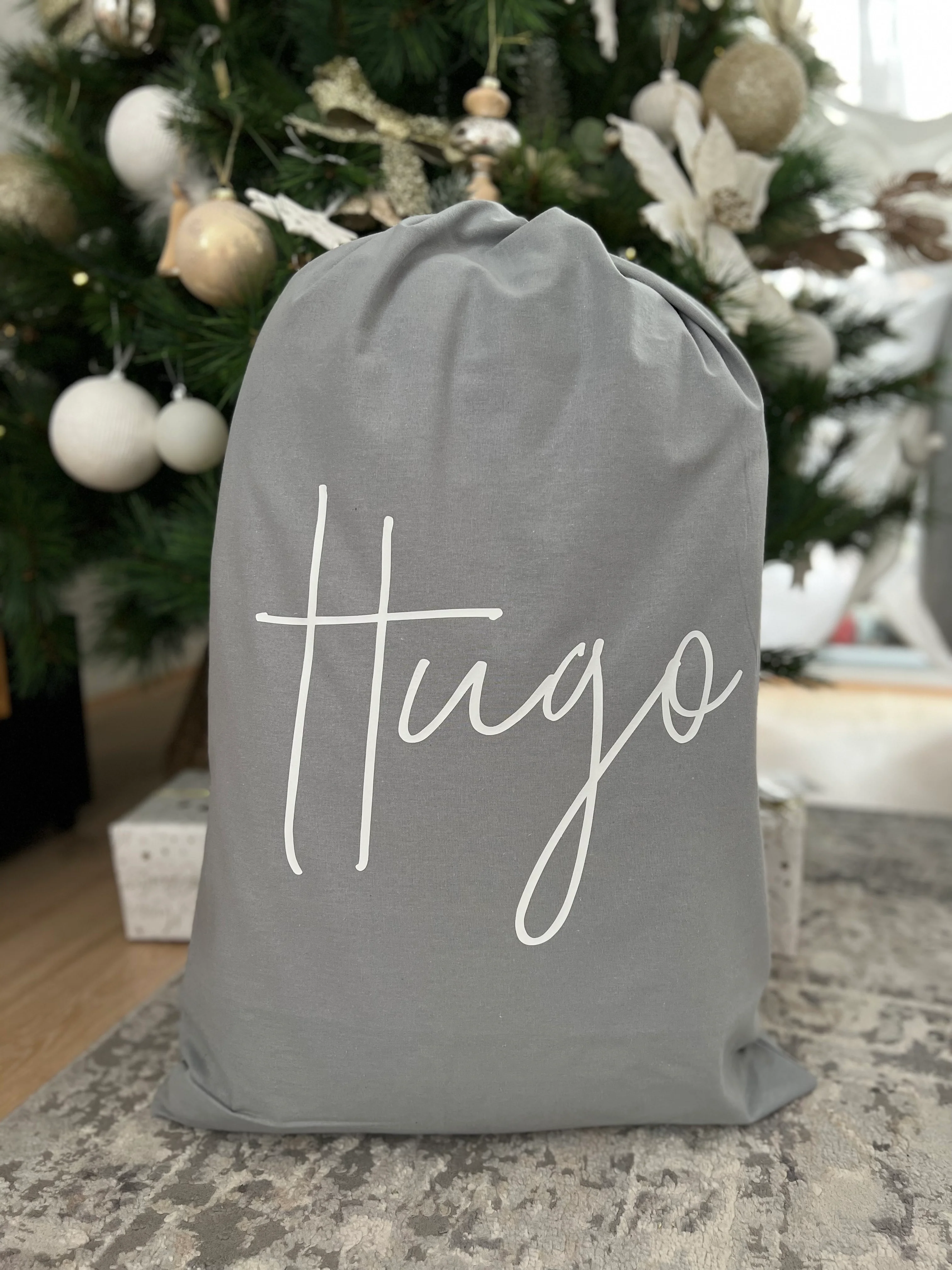 Grey Personalised Santa Sack - Image 2
