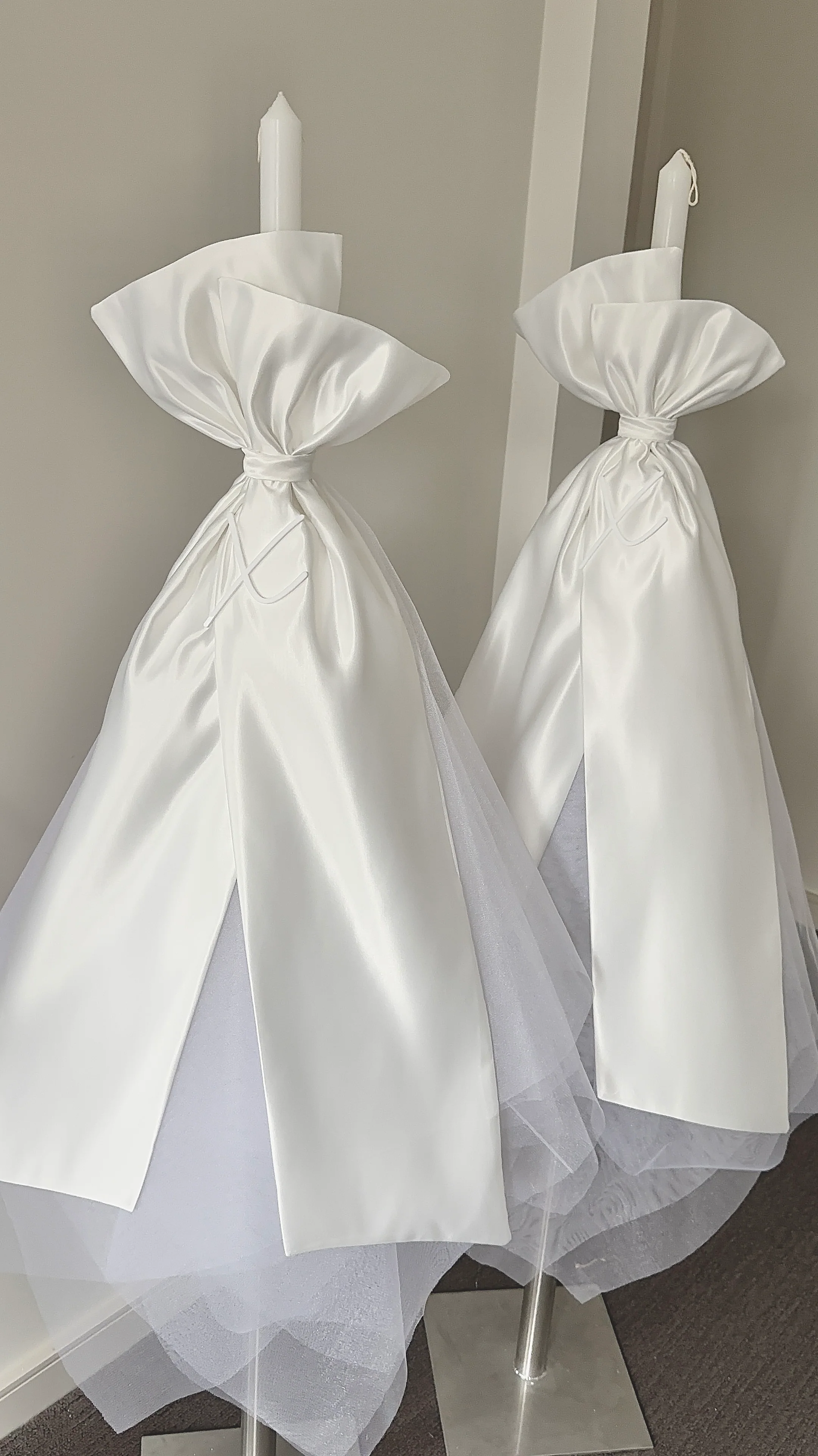 Orthodox Christening Satin Layered Candle | Lambatha - Image 3