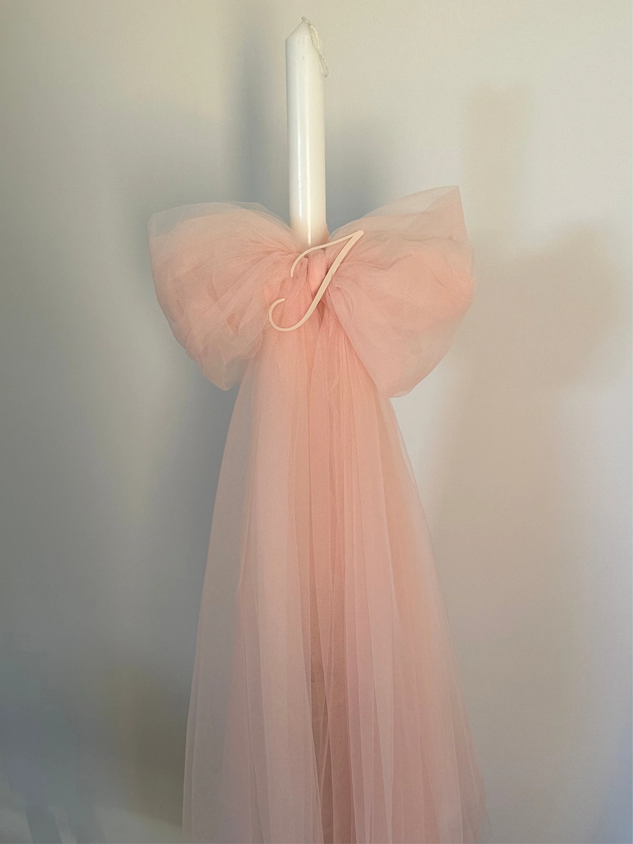 Orthodox Christening/Wedding Tulle Bow Candle | Lambatha - Image 13