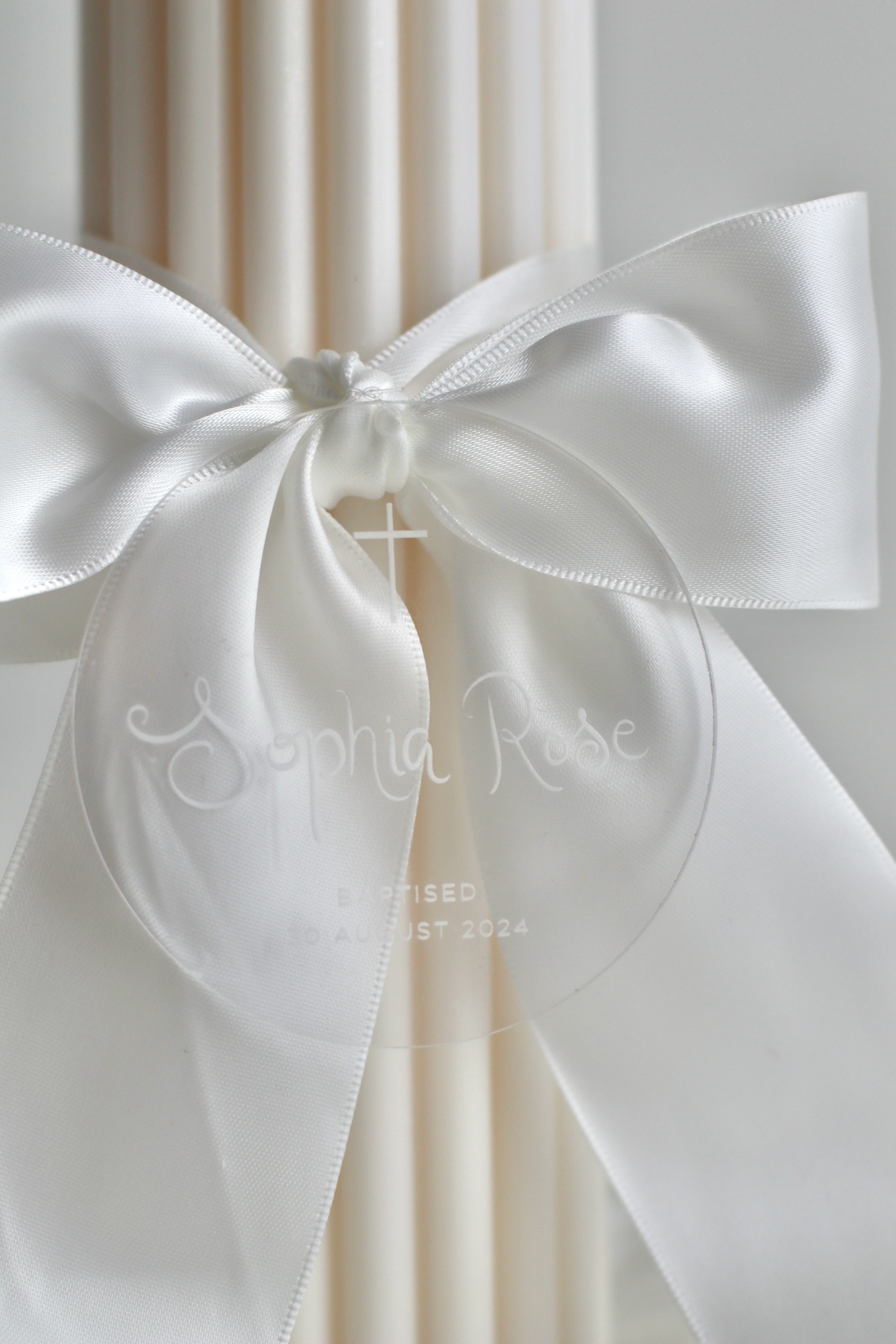 Ribbed Baptism Candle w/ Acrylic Plaque - Image 4