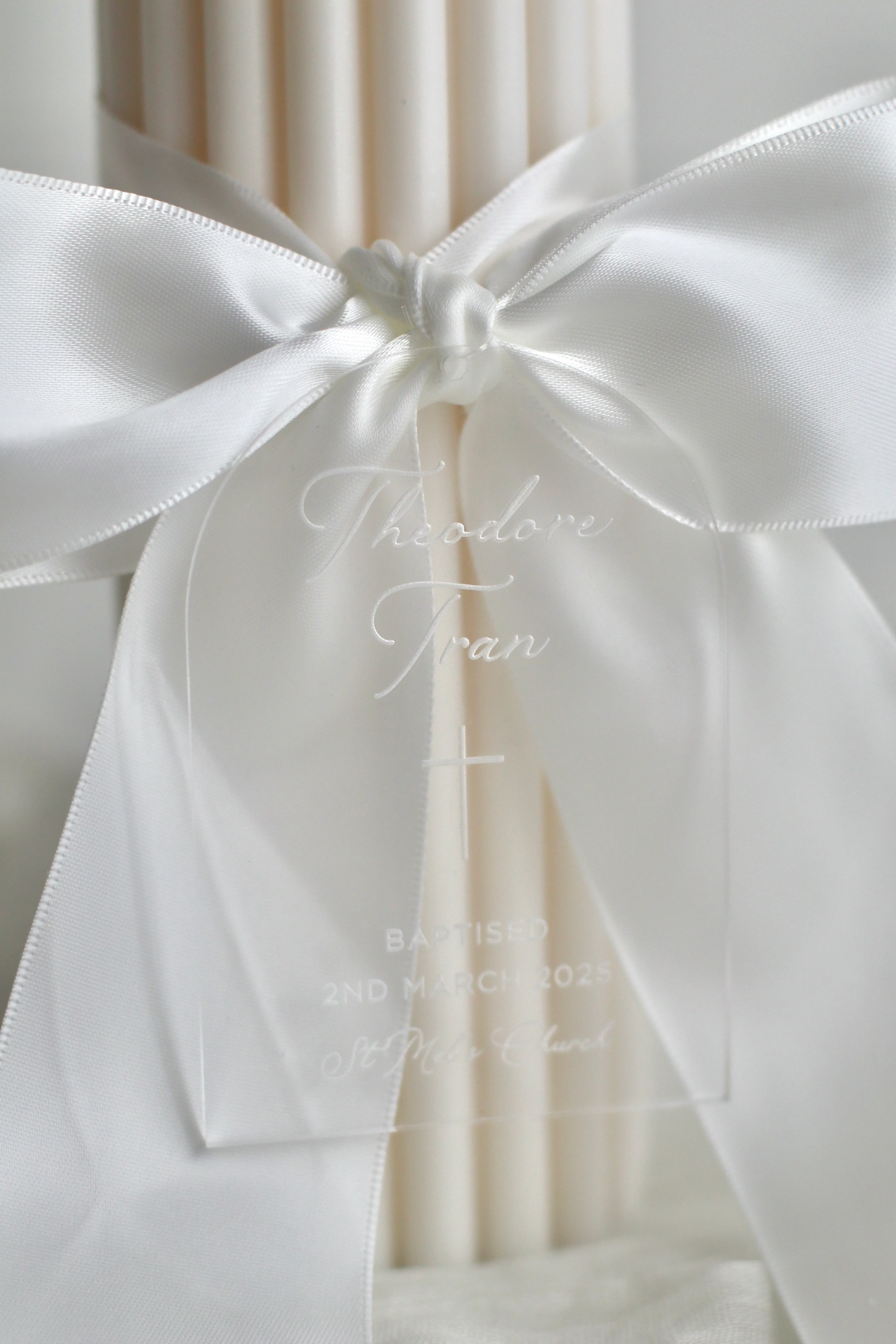 Ribbed Baptism Candle w/ Acrylic Plaque - Image 6