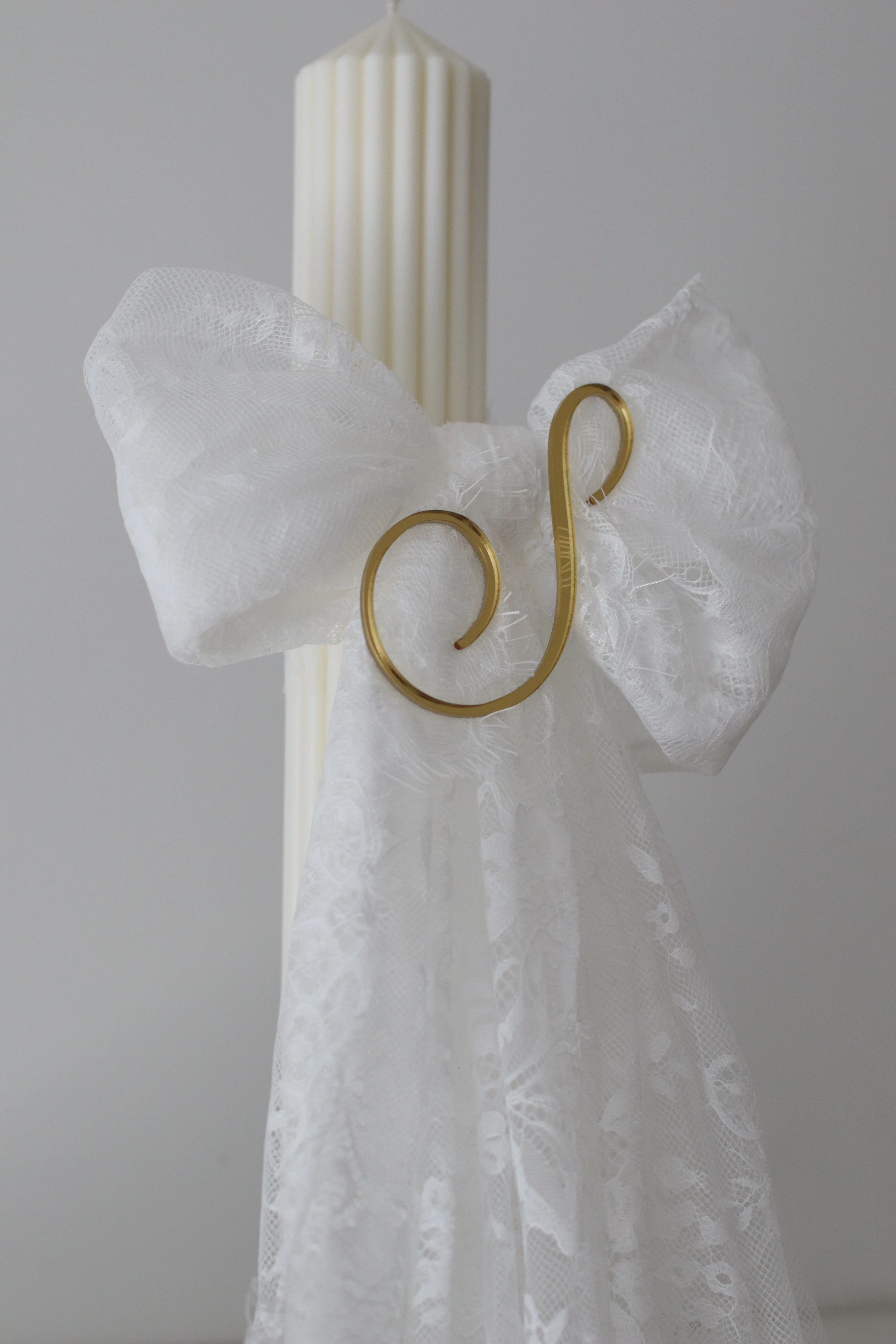 Ribbed Orthodox Lace Bow Candle | Lambatha - Image 2