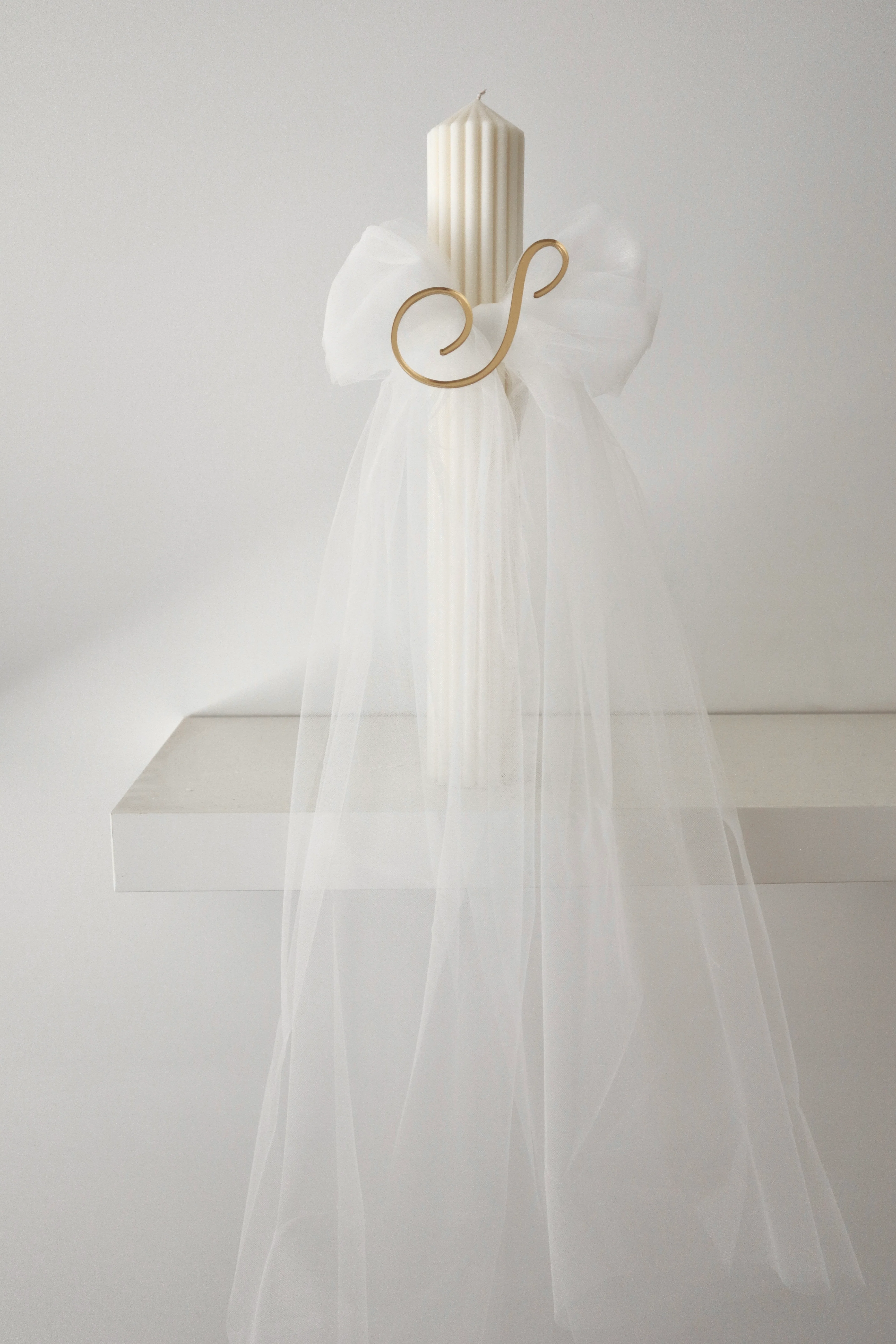 Ribbed Orthodox Tulle Bow Candle | Lambatha - Image 2
