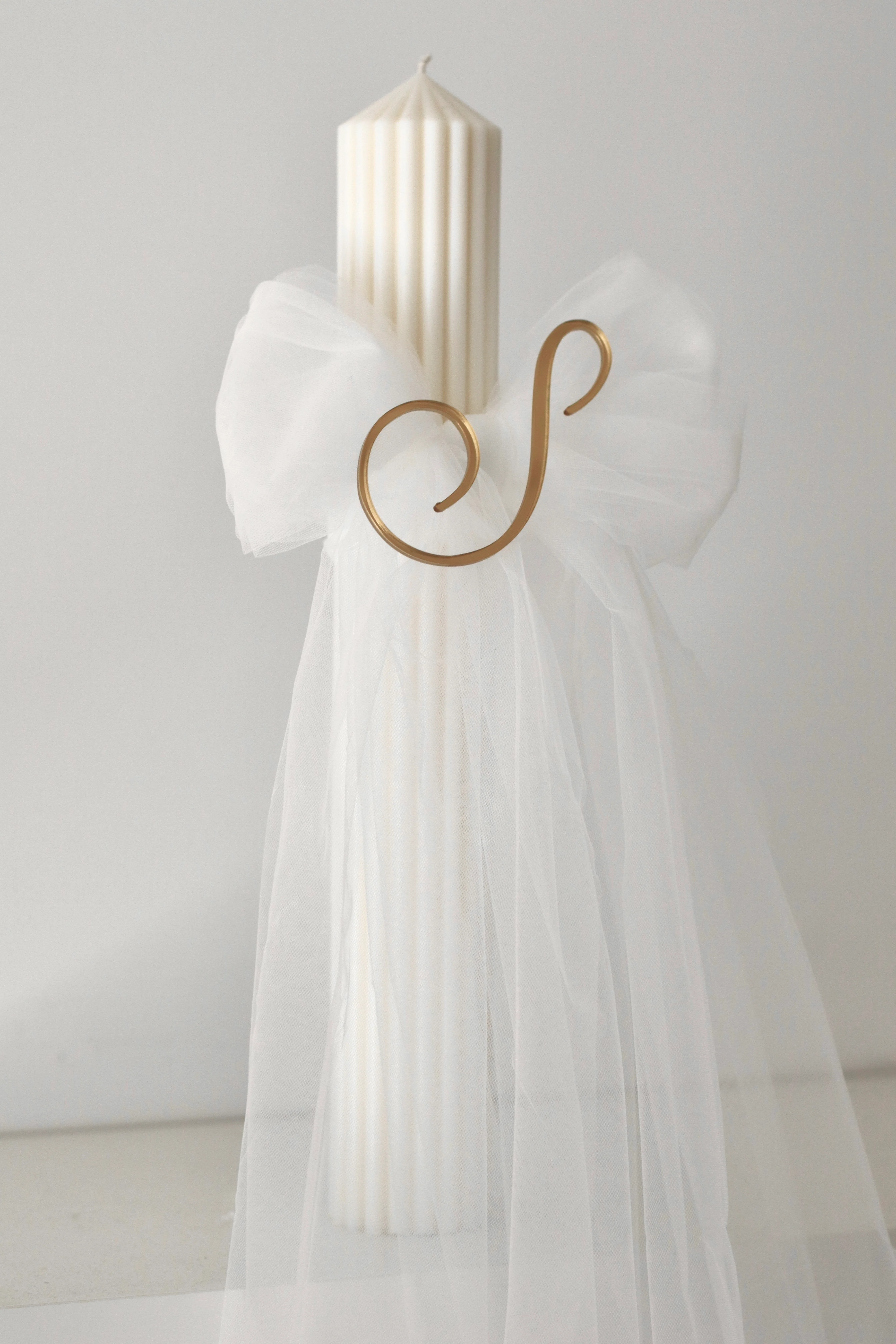 Ribbed Orthodox Tulle Bow Candle | Lambatha - Image 3